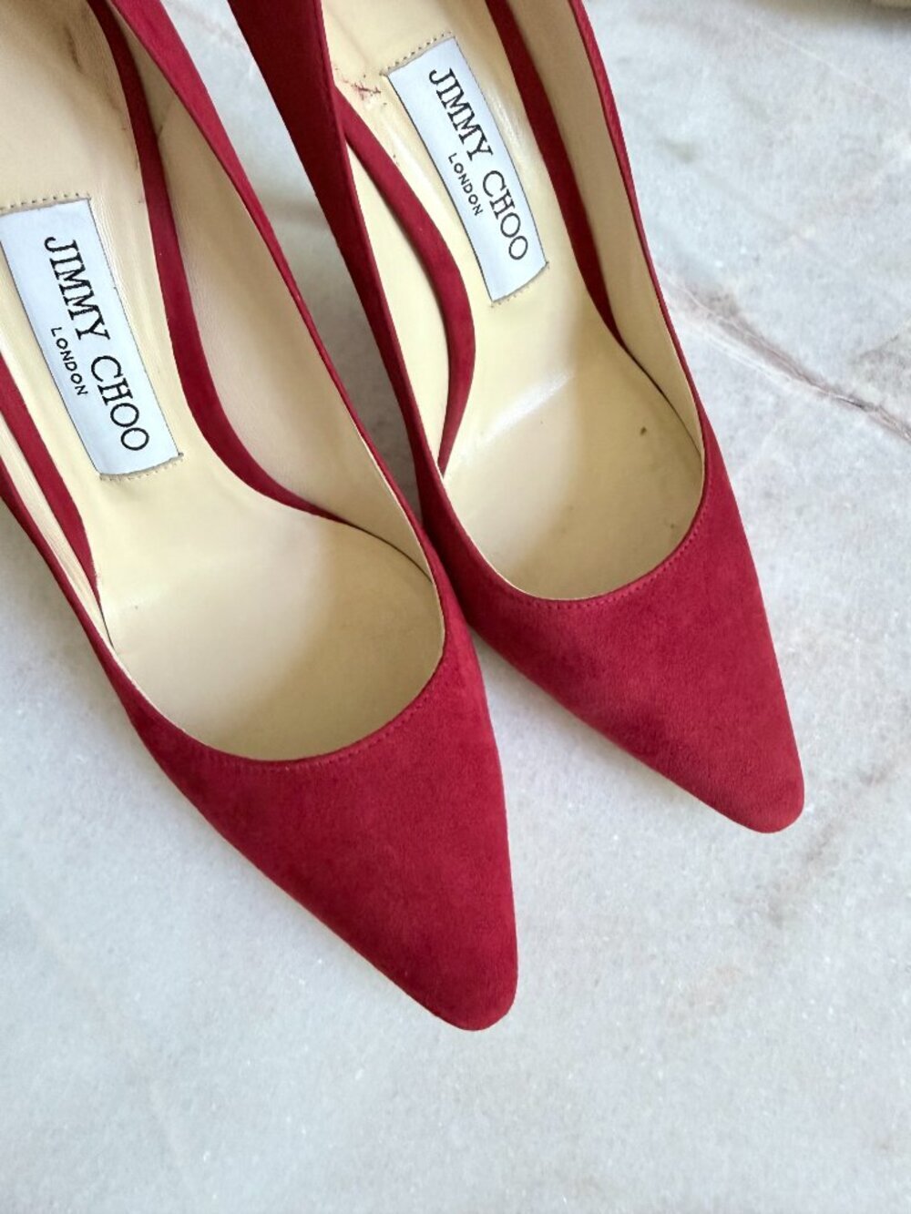 Jimmy Choo Romy 100 Red Suede Pumps - Picture 4 of 14